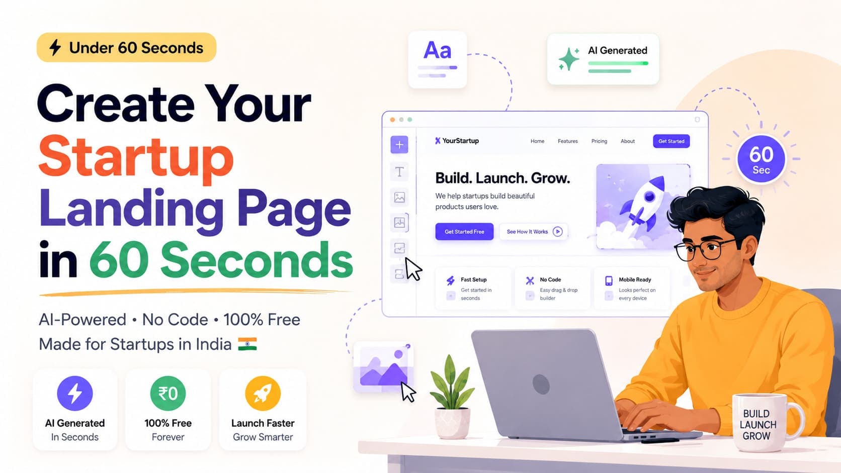 How to Create a Startup Landing Page in India in Under 60 Seconds