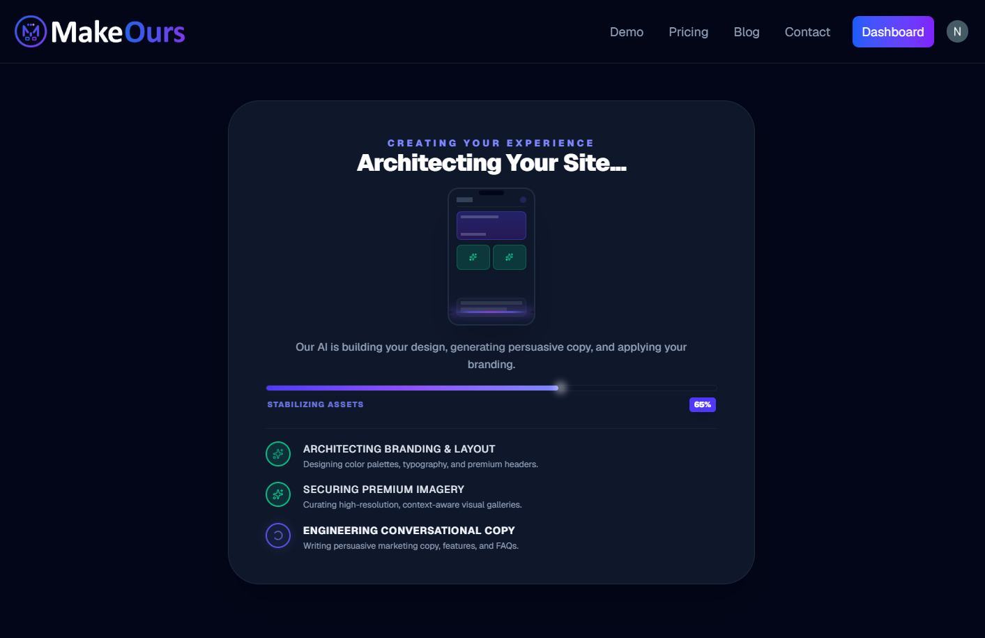 MakeOurs Site Generation in Progress