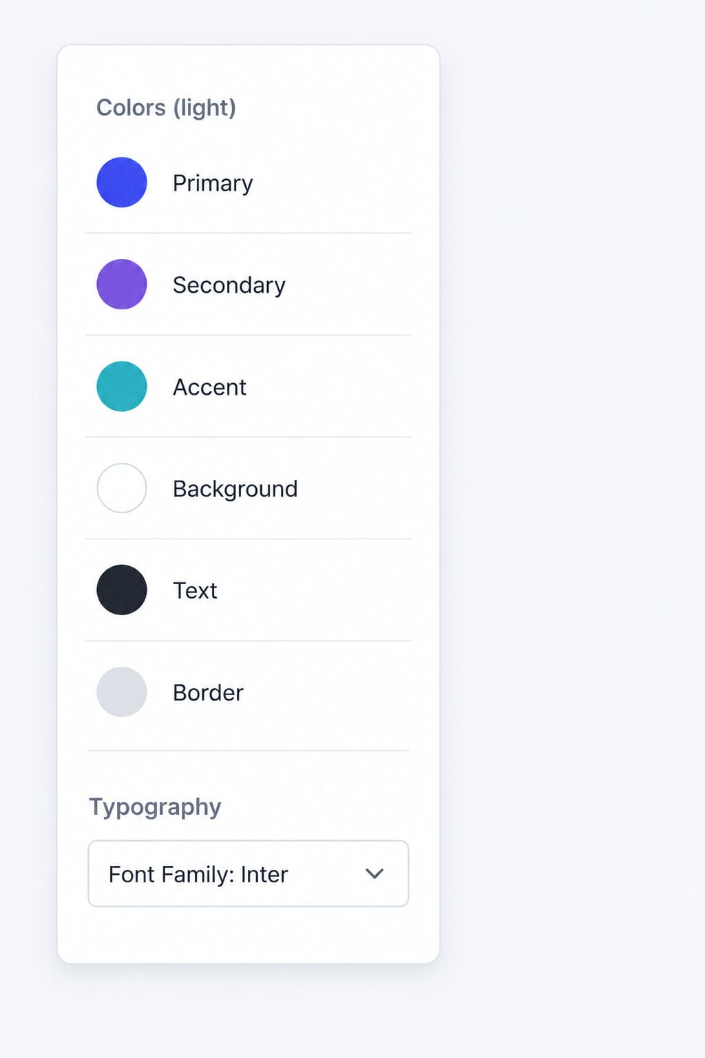 The MakeOurs Design tab in the sidebar showing color swatches and font family dropdown